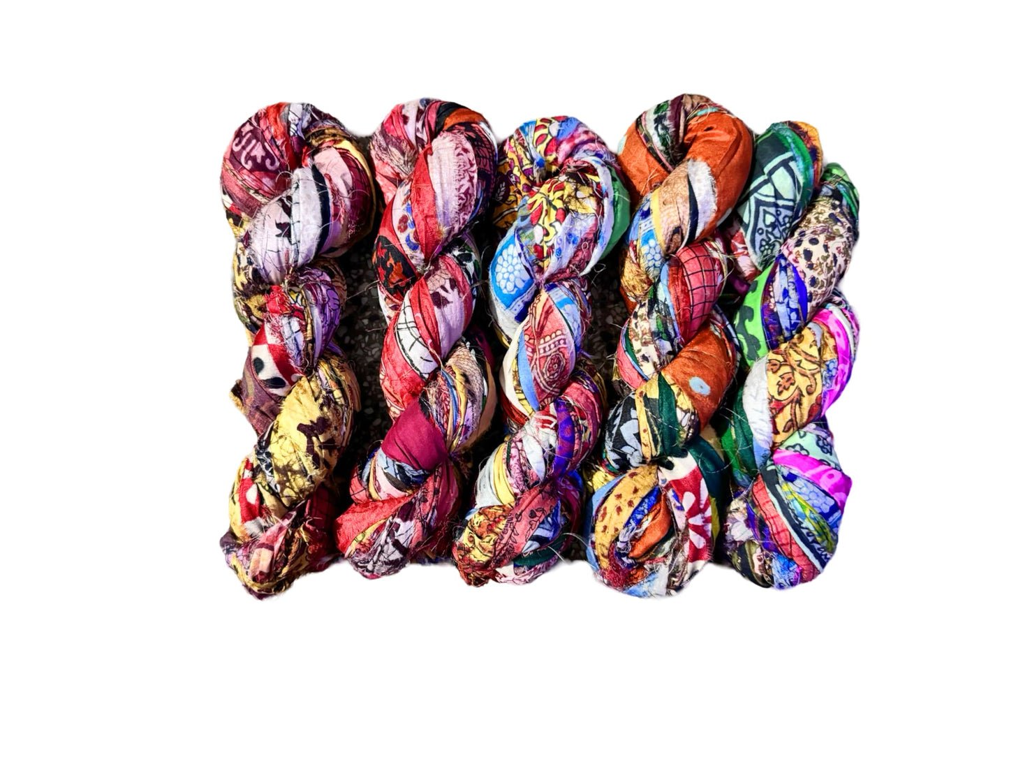Maker's Craft Pattern Printed Sari Silk Ribbon Yarn 50 Yards, 100Grams for DIY, Knitting, Crocheting, Gift Wrapping, Christmas Decoration, Macrame Makers, Jewelry Making, Rugs Hooking