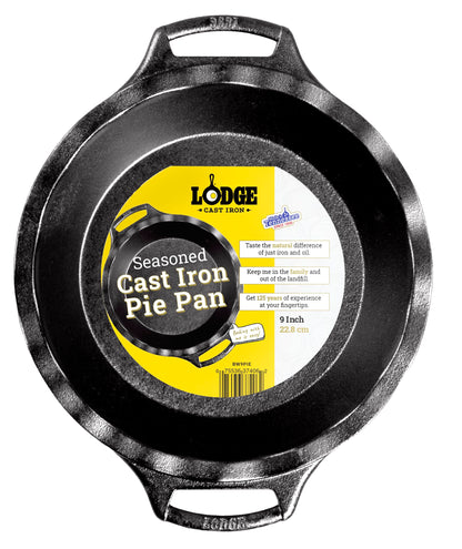 Lodge 9 Inch Cast Iron Pie Pan - PFAS-Free Pre-Seasoned Bakeware for Flaky Crusts, Deep Dish Pies, and Quiches - Dual Handle Design - Made in the USA