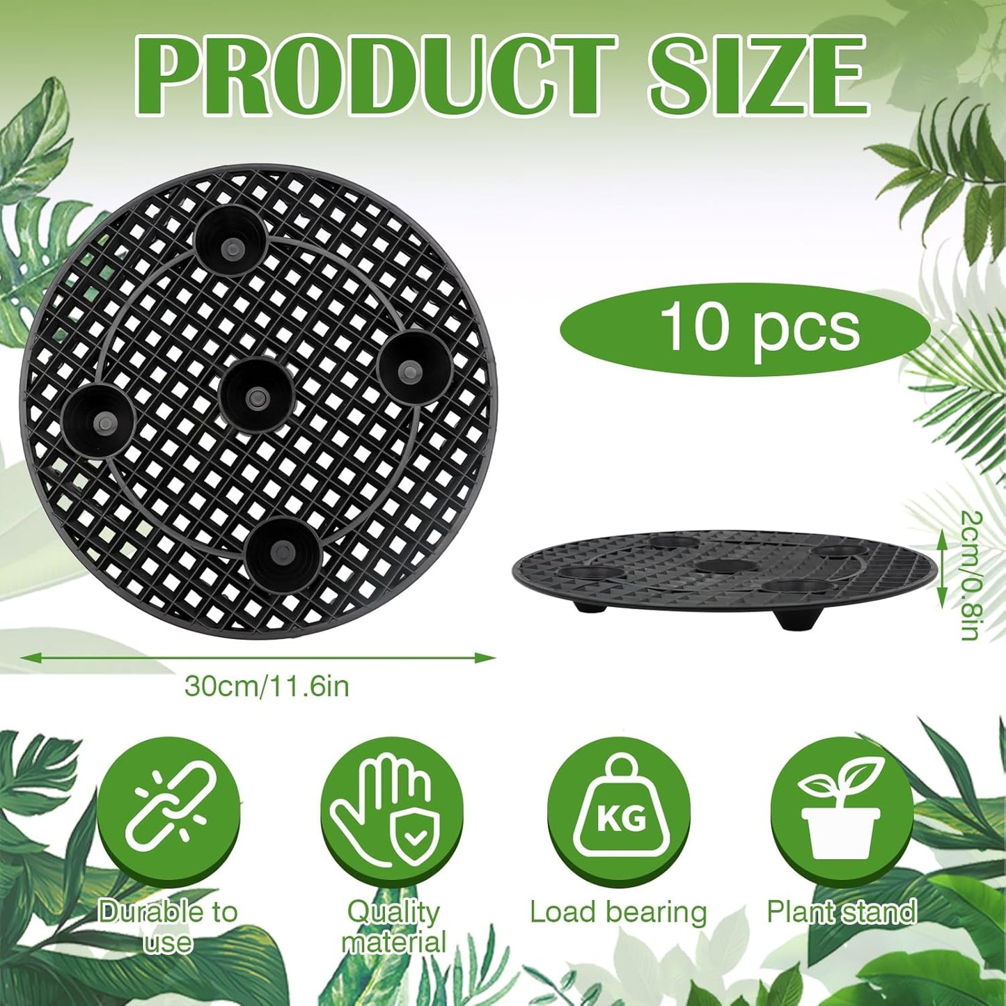ZYNERY 10 PCS Plant Level Pot Elevator, Planter Stands for Outdoor Plants, Pot Saucers, Indoor Plant Risers, 11.8in