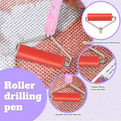 Sttargxing Diamond Painting Art Drill Bead Dot Pen Kit with Screw Steel Silver Metal Tip Nibs Placers Roller Tool Accessories,Ergonomic Diamond Art Pen for 5D Diamond Paint DIY