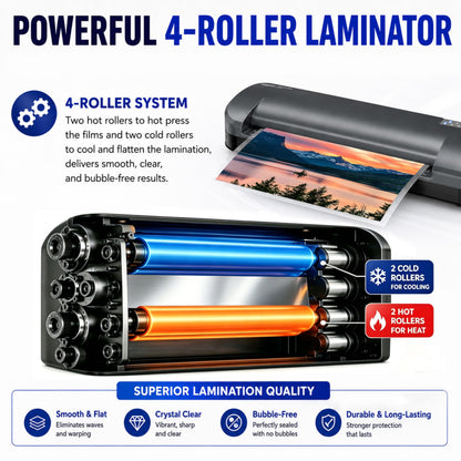 SINCHI 13-Inch Thermal Laminator & Foil Applicator, 3–10 Mil, 4-Roller, 55s Warm-Up, 18 seconds/page, Auto Shutoff, Commercial-Grade Laminating Machine with 10 Pouches for Office, School, Crafts & DIY