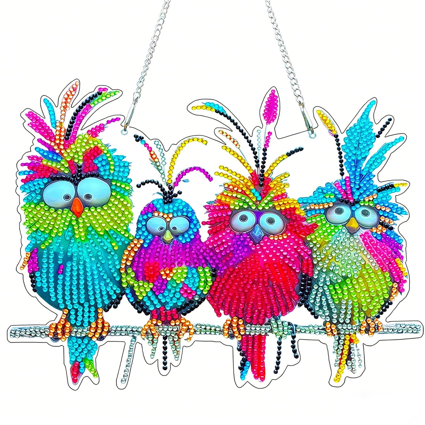 Diamond Art Painting Kits for Adults Beginners & Teens, Easy Gem Art Owls Gem by Number, 5D Small Hanging Diamond Art Birds DIY Craft for Window Wall Decor, Unique Gift 9.5x7.5 in