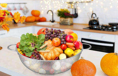 TeamFar Colander Set of 3, Stainless Steel Perforated Metal Colander Strainer with Handles for Spaghetti, Pasta, Berry, Rust Free & Dishwasher Safe - 1/3/5-quart