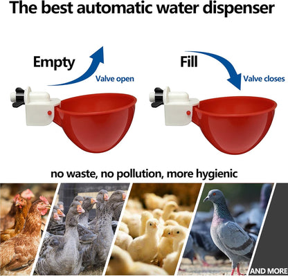 8pack (8) Large Poultry Waterer, Professional Chicken Water Cups for Poultry LANARP Float Style Gravity Chicken
