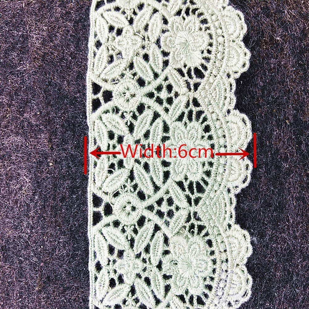 6CM Width Europe Flower Pattern Inelastic Embroidery Trims,Curtain Tablecloth Slipcover Bridal DIY Clothing/Accessories.(4 Yards in one Package)(Light Green)