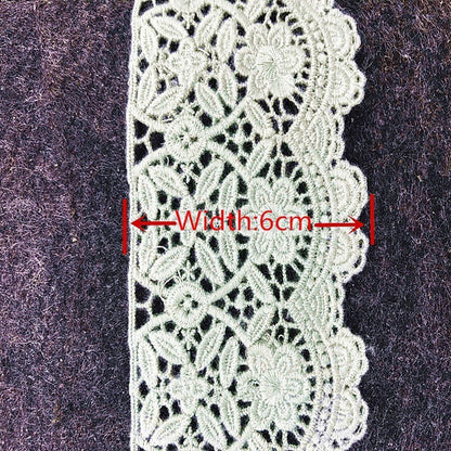 6CM Width Europe Flower Pattern Inelastic Embroidery Trims,Curtain Tablecloth Slipcover Bridal DIY Clothing/Accessories.(4 Yards in one Package)(Light Green)