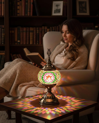 Ottoman Mosaics Turkish Mosaic Lamp Kit | DIY Art & Craft Project for Adults | Make Your Own Handmade Lamp (Green)