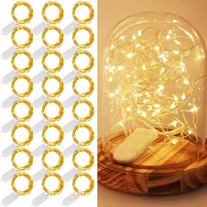 24 Pack 7 20 WATERGLIDE Fairy Lights Battery Operated (Included), ft LED Mini String Lights, Waterproof Silver Wire