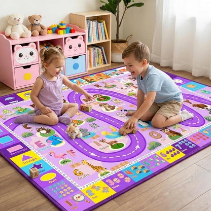 2.5x4 Kids Rugs for Playroom Feet, Educational ABC Alphabet Rug with Numbers Seasons, ABC Rugs for Kids Playroom