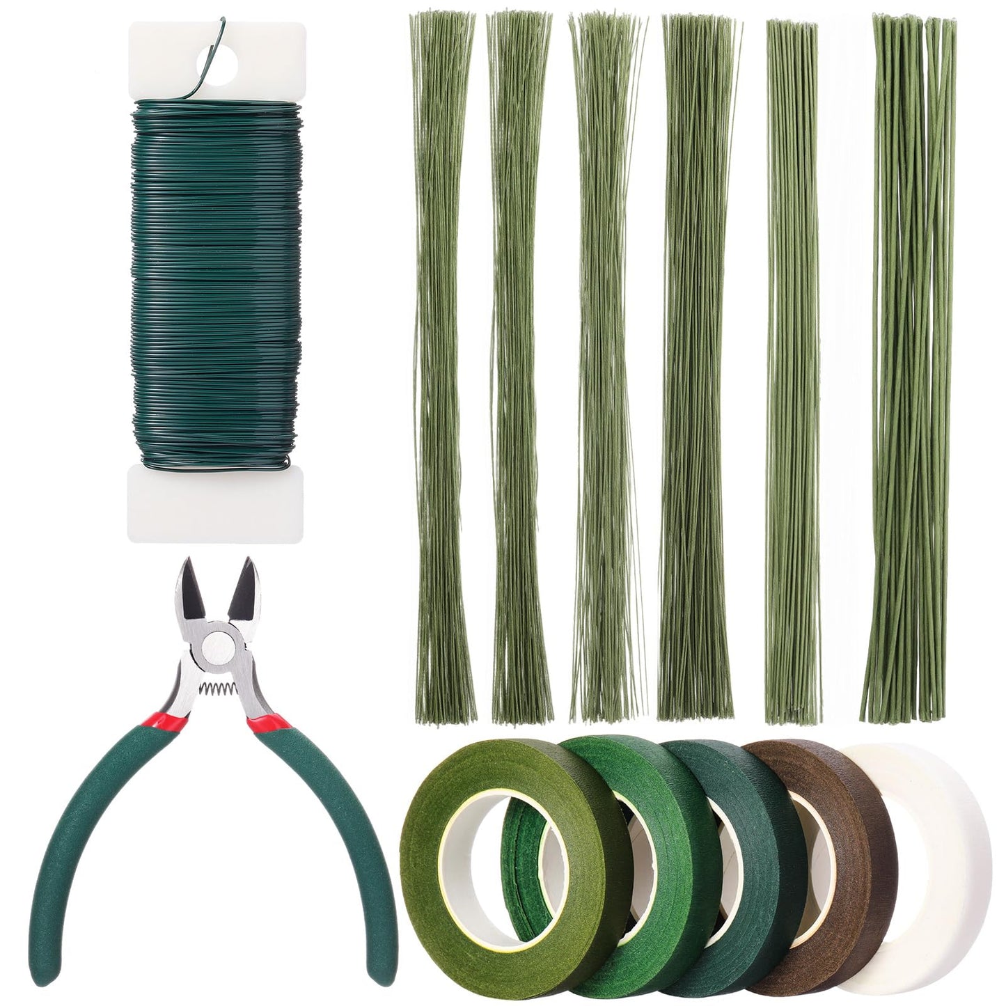Blulu Floral Arrangement Kit, 13 Pcs Flower Arrangements Supplies Includes Gauge Paddle Wire, 18 20 22 24 26 Gauge Floral Wire Stems, Green Tape, Cutter Scissor, Bouquet Accessories for DIY Crafts