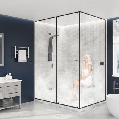 SaunaSpa Builders Series 12kW Steam Bath Generator with Quickstart Continuous Steam, Black Digital Touch Pad, Built-in Auto-Drain, and Aroma Steamhead in Brushed Nickel