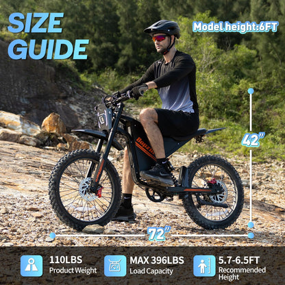 Bopzin Electric Dirt Bike for Adults, 3000W Motor Max 45MPH, 60V 35Ah Removable Battery Up to 100 Miles, 25" Fat Tire Electric Motorcycle with Hydraulic Brakes & Full Suspension, UL2849 Certified