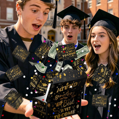2026 Graduation Surprise Gift Box Explosion, Pop Out Explosion Gift Box with Bounce Money Holder and Confetti, Halloween Thanksgiving Christmas Graduation Gifts for Women, High School College Graduation Party Favors