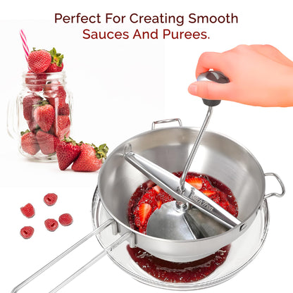 Food Mill with 3 Grinding Milling Discs,Bowl & Milling Handle Safe Stainless Steel meal grinder Perfect food mill for tomato, Potato Masher, Vegetable Chopper, Baby Food Processor (Silver)