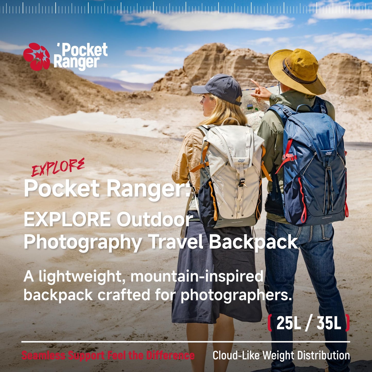 VSGO Pocket Ranger Expandable 25L-33L Photography & Outdoor Backpack – Lightweight Camera Bag for Hiking, Mountaineering, Travel