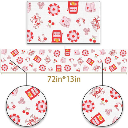 Pudodo Lucky in Love Table Runner Las Vegas Bachelorette Party Decoration Kitchen Casino Theme Bridal Shower Dining Room Home Decor