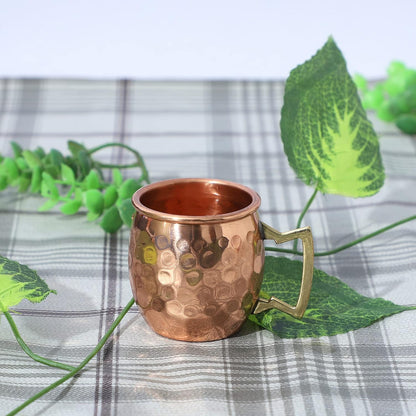 Buddha4all 2 Oz. Solid Copper Mini Moscow Mule Shot Mug Set, Copper Hammered Shot Glass Set (4)