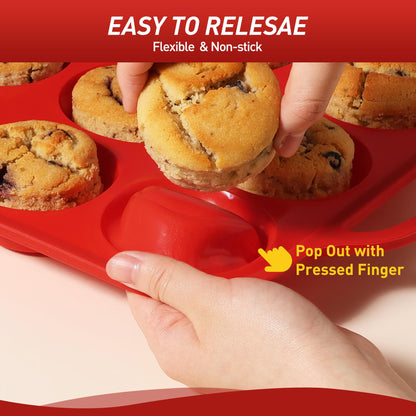 2 Packs 12 Cups Silicone Muffin Pan for Baking with Metal Reinforced Frame Regular Size Cupcake Pan Tray Egg Bites Silicone Cookie Molds Muffin Tin Tart Pans Sheet Set for Oven Dishwasher Safe