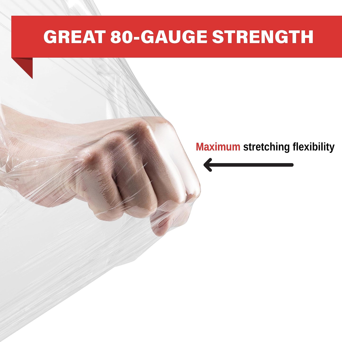 Simply Cool Stretch Wrap Industrial Strength Extra Thick 17.5" 1100 SqFt 80 Gauge 1 Pack Shrink Wrap Roll for Moving Supplies, Furniture, Pallet Wrapping, Packing, Heavy Duty Stretch Film