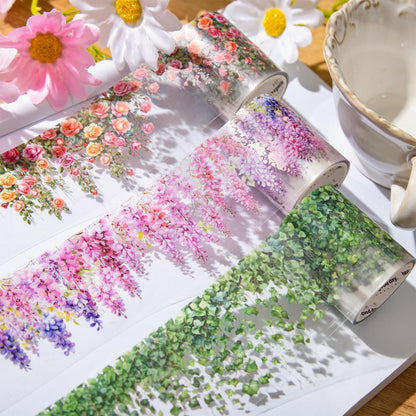 Funincloud PET Tape Stickers for Journaling 6 Rolls Pre-Cut Flower Washi Tape Stickers Decorative Tape for Crafts Scrapbooking Junk Journal Supplies, Flower Vine