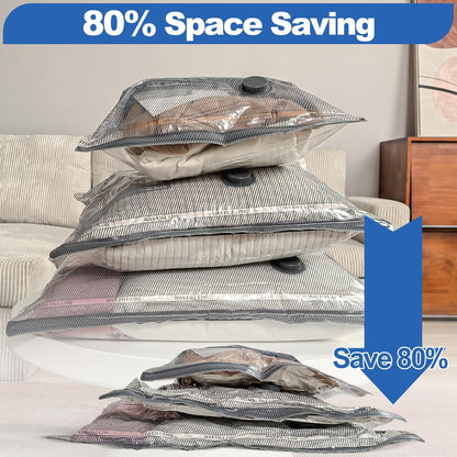 Vacbird Vacuum Storage Bags - 15 Pack Travel Size with USB Pump | Space-Saving Solution for Clothes