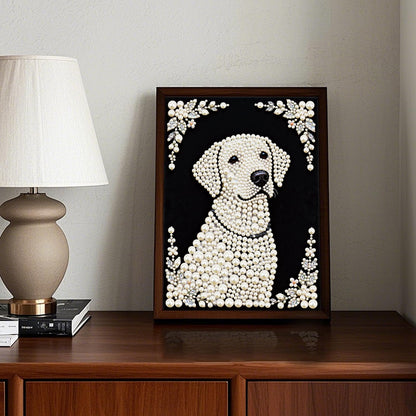 Stalente Pearl Diamond Painting Kits for Adults Dog, 5D Special Shape Diamond Art Kits for Beginners, Crystal Rhinestones Diamond Painting for Home Wall Decoration Gift 12×16inch, Animal