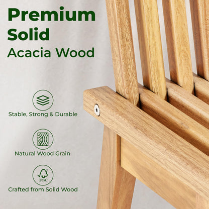Melino Wooden Bench Outdoor 47" Convertible Acacia Wood Bench, Solid Wood Indoor Patio Benches for Outdoors, 3 in 1 Garden Bench for Porch Entryway Living Room Backyard Deck, Natural