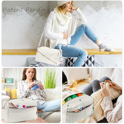 MYBAGZING Crochet Bag Organizer - Knitting Bag - Yarn Storage Organizer - Yarn Bag for Crocheting - Yarn Holder for Crochet Accessories, Crocheting & Knitting Gifts