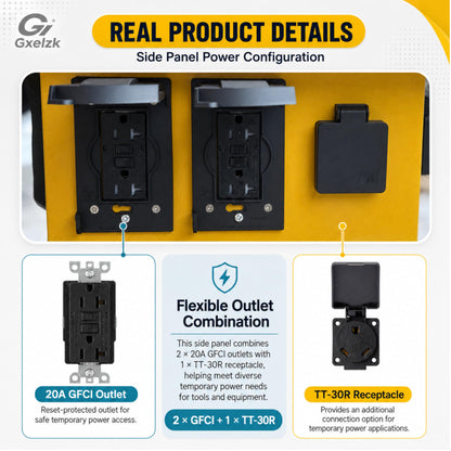 Power Distribution Box Temporary Distribution Box, It has Both 50A and 30A inlets, six 120V CFGI duplexes,Safe and Reliable Power on Any Construction site (50A-Temporary Distribution Box)