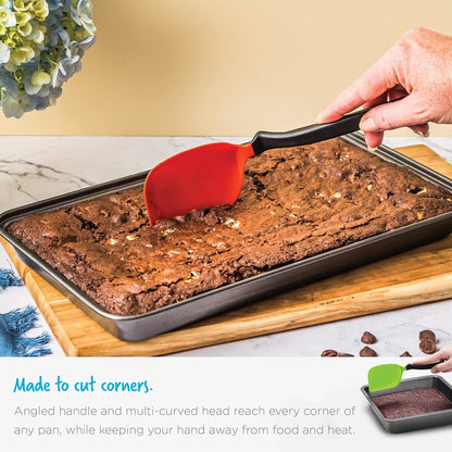 Dreamfarm Mini Chopula, 3-In-1 Flexible Kitchen Spatula for Flipping, Chopping, Serving, Safe for Non-Stick Pans, Red