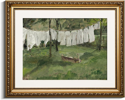 VIYYIEA Gold Framed Canvas Wall Art - Vintage Laundry Room Print | Antique Oil Painting, 13x16in