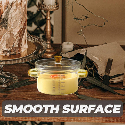 CALLARON Glass Saucepan, 300ml Stovetop Milk Butter Warmer with Cover and Dual Handle