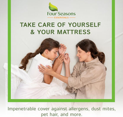 Four Seasons Essentials RV King Size Waterproof Mattress Protector, Cooling Bamboo Fitted Sheet, Quilted Jacquard