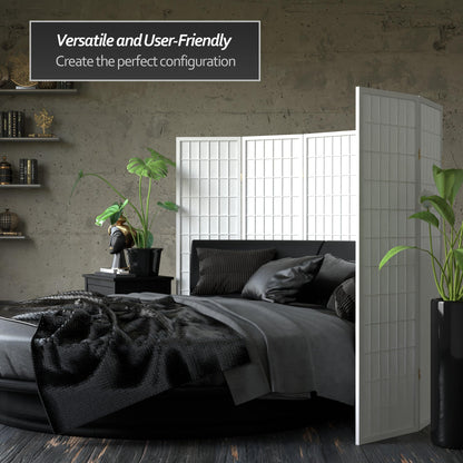 Red Lantern 5 ft. Tall Window Pane Shoji Screen - White - 6 Panels