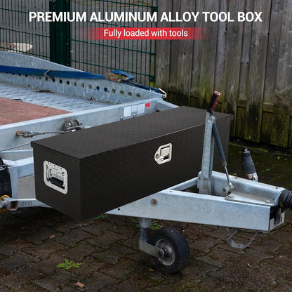EliteEdge Heavy Duty Aluminum Truck Bed Tool Box, Diamond Plate Tool Box with Side Handle and Lock Keys, Storage Box Chest Box Organizer for Pickup, Truck Bed, RV, Trailer, 39"x13"x10"
