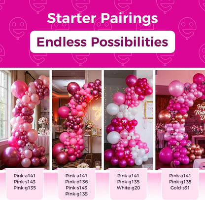Bezente Pearl Hot Pink Balloons - 100 Pack 12-Inch Round Helium Balloons for Birthday & Gender Reveal Decor