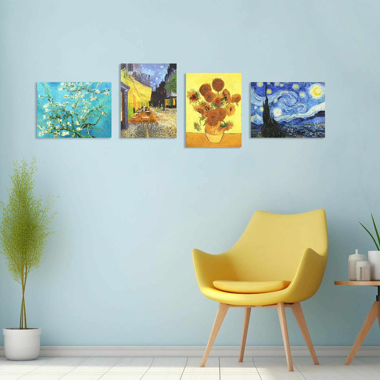 Muzagroo Art Van Gogh Diamond Painting Kits for Adults, DIY 5D Diamond Art Kits for Beginners, Starry Night Arts and Sunflower Crafts Diamond Art for Living Room, Kids Room 4 PCS Wall Art