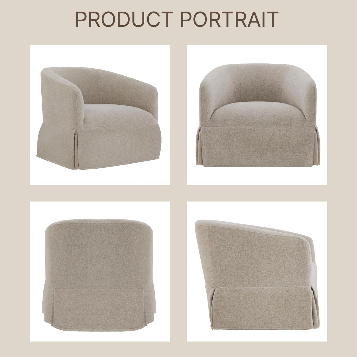Swivel Accent Chair, 360 Degree Performance Fabric Armchair Modern Barrel Chairs Armchair for Living Room Bedroom Home and Office,Taupe