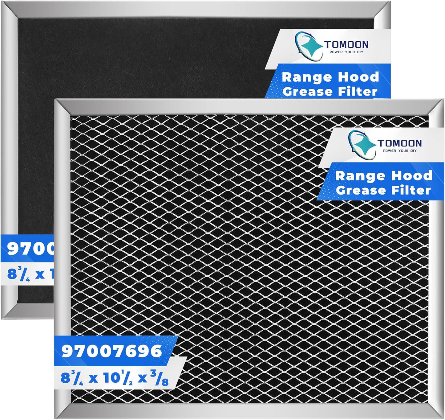 97007696 Range Hood Filter for Bro.an Range Hoods - Aluminum Mesh & Activated Carbon Cotton, 2 Pack, 8-3/4 x 10-1/2 x