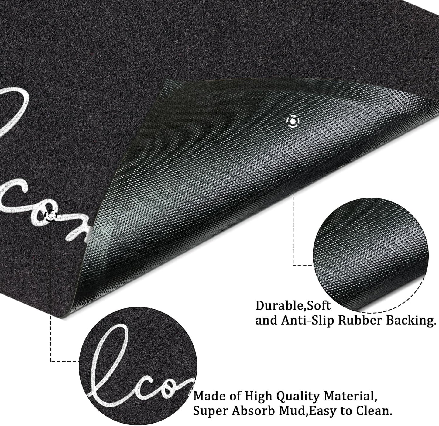 Welcome Mats for Front Door, Non-Slip Doormat for Easy Clean Entrance Mats for Home, Patio, High Traffic Areas