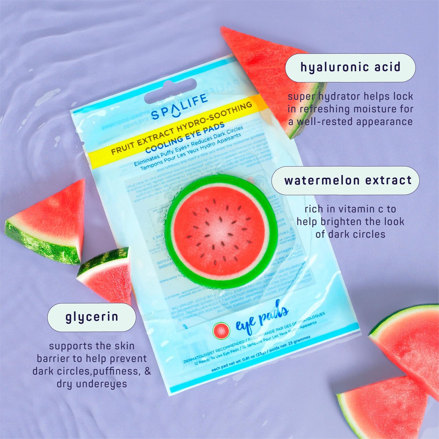 SpaLife Cooling Eye Pads - Korean Soothing Eye Pads for Dark Circles, Puffy Eyes, and Wrinkles - 48 Pads with Fruit + Vegetable Extracts - Revitalizing Hydrating Eye Pads for Eye Treatment (Cucumber)