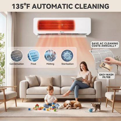 YITAHOME 18000 BTU Mini Split AC/Heating System, Ductless Mini Split Air Conditioner Heat Pump,230V 20 SEER2 Energy Efficient Inverter AC Unit,Wifi Enabled Compatible with Alexa for Apartment, Garage