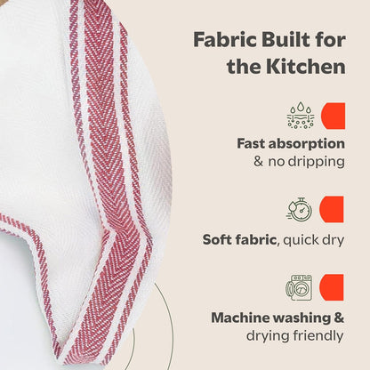 '-15 Pack 100% Set, 14" 25 Zeppoli Classic Kitchen Towels Natural Cotton Towel Reusable Wash Cloths, Absorbent Dish