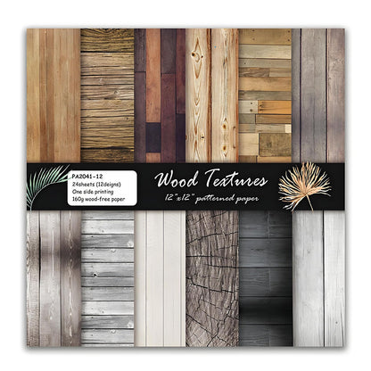 VIVIQUEN 24 Pack Brown Wood Textures Scrapbook Paper, 12x12 Inch Wood Floor Single-Sided Specialty Craft Paper Folded Flat for DIY Background Cards Art Photo Album Decor Junk Journals Decoration