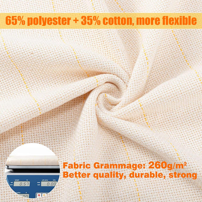 39.4"× 197" Large Overlocking Tufting Cloth with Marked Lines- Primary Monk's Cloth Punch Needle Fabric for DIY Rug-Punch Tufting Gun