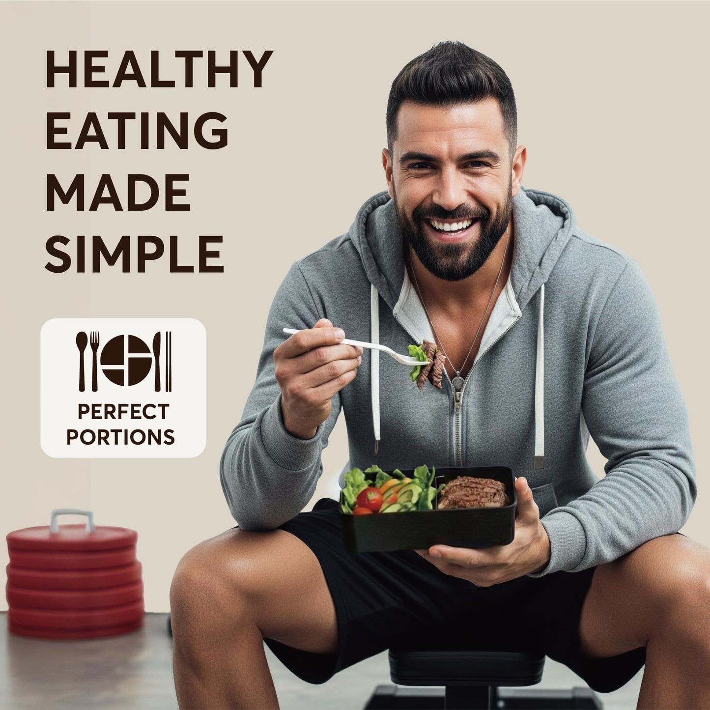 Umami Bento Box Adult All-In-1 w/4 Utensils, Big Sauce Jar, 2 Dividers, 100% Leakproof, Microwave & Dishwasher Safe Stackable Bento Lunch Box Containers for Men/Women, Black & Bamboo, 40 oz