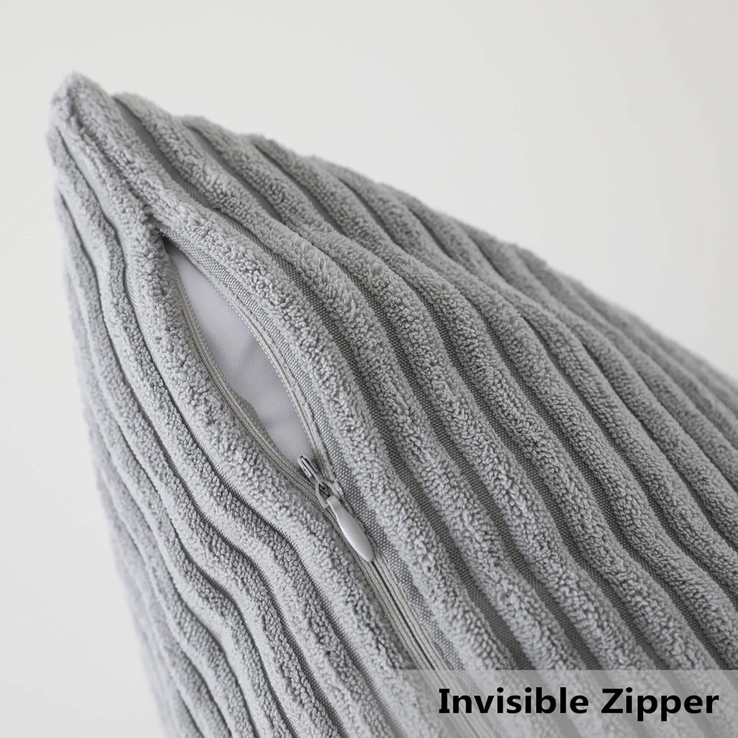 18"x18"(45cm) Home Brilliant Striped Velvet Cushion Cover for Chair Supersoft Handmade Decorative Pillowcase, Light