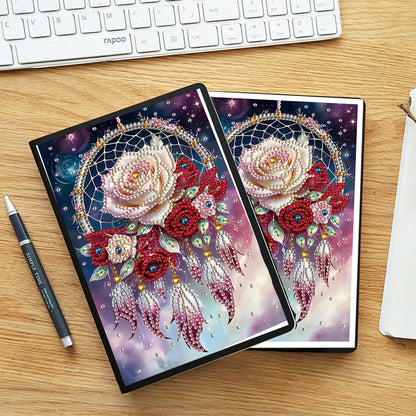 JZHYOAN Rose DIY Diamond Painting Blank Notebook 5D Flower Diamond Art Journal Sketchbook Mosaic Cross Stitch Note Book Kit Gem Art Dairy Travel Drawing Message Art Notebook Craft for Adult Office