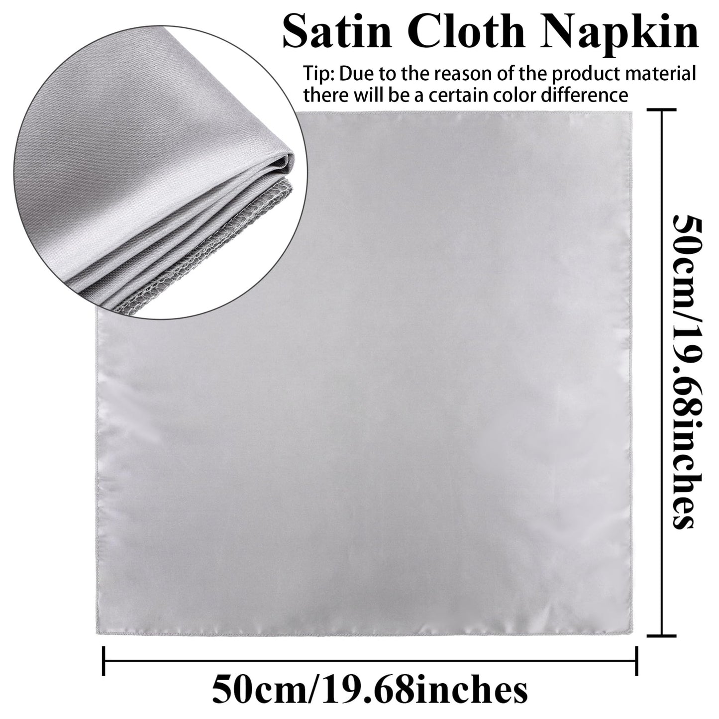 Aneco 12 Pieces Satin Napkin Square 20 x 20 Inches Dinner Napkins Weddings Party Napkin Soft Table Napkins for Romantic Weddings Party Dinner Decoration (Grey)