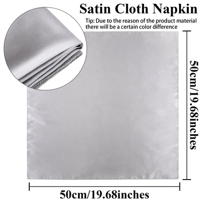 Aneco 12 Pieces Satin Napkin Square 20 x 20 Inches Dinner Napkins Weddings Party Napkin Soft Table Napkins for Romantic Weddings Party Dinner Decoration (Grey)
